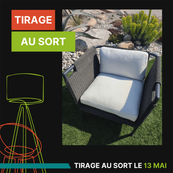 Tirage au Sort Showroom | Fauteuil Lawrence Unopiu | Aménagement paysager | Cédric Pierre Paysage