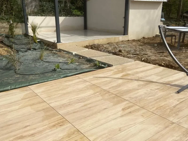 Terrasse carrelage bois